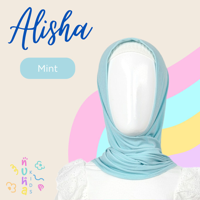 Jilbab Anak Jersey  Bergo Hijab Belahan Depan Alisha M - Silver, M