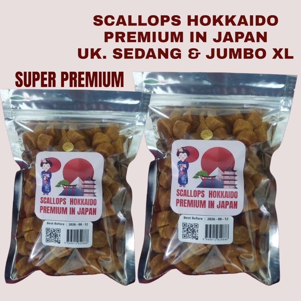 

SCALLOPS HOKKAIDO PREMIUM M SEDANG SCALLOP KERING JAPAN 100g HTB