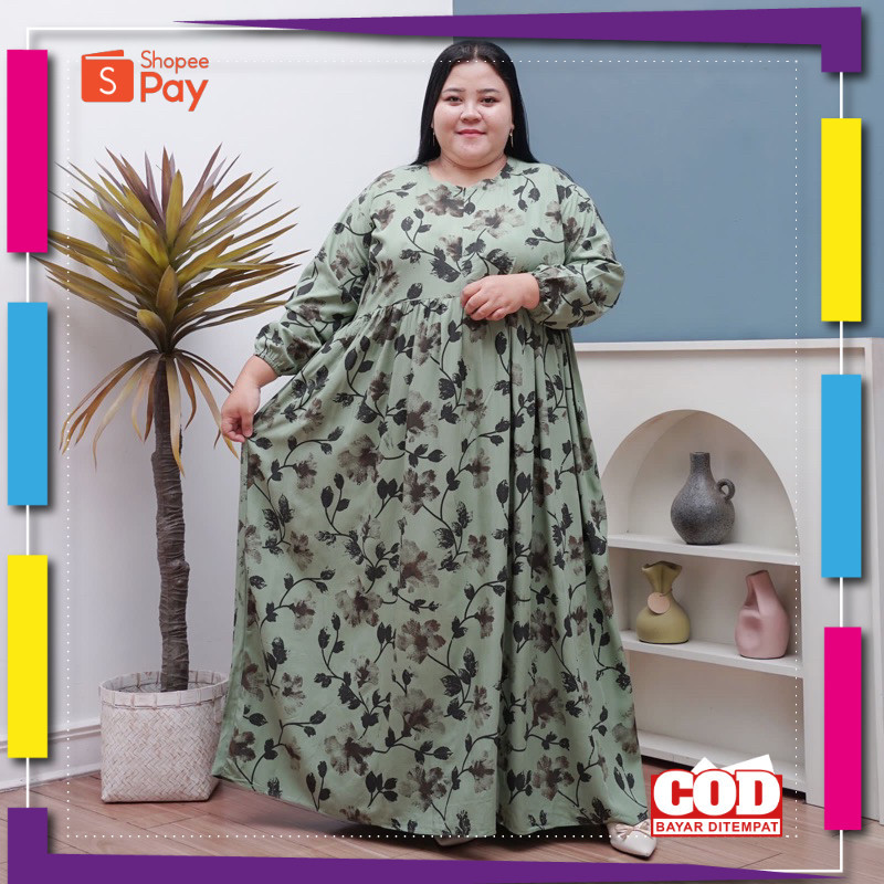 [PREMIUM BIG SALE] MIDI DRESS RAYON PREMIUM LD 130 JUMBO KOREAN STYLE BIG SIZE LD 130BEST SELLER DRE