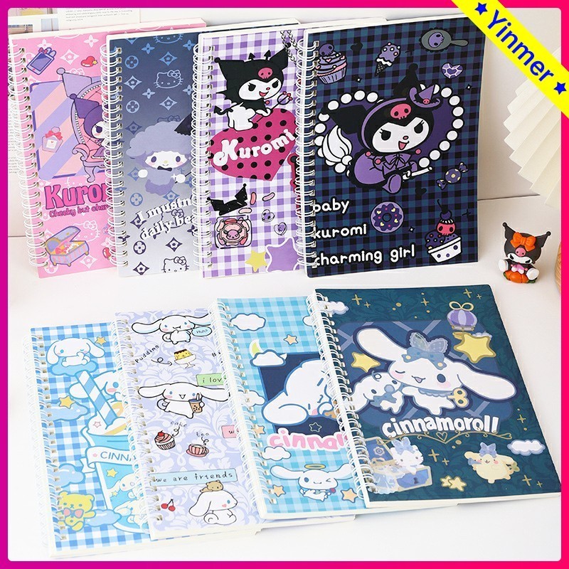 

COD✨Buku catatan pelajar Kurome, buku catatan koil A5 gaya ins, buku catatan Sanrio yang lucu-Yinmer