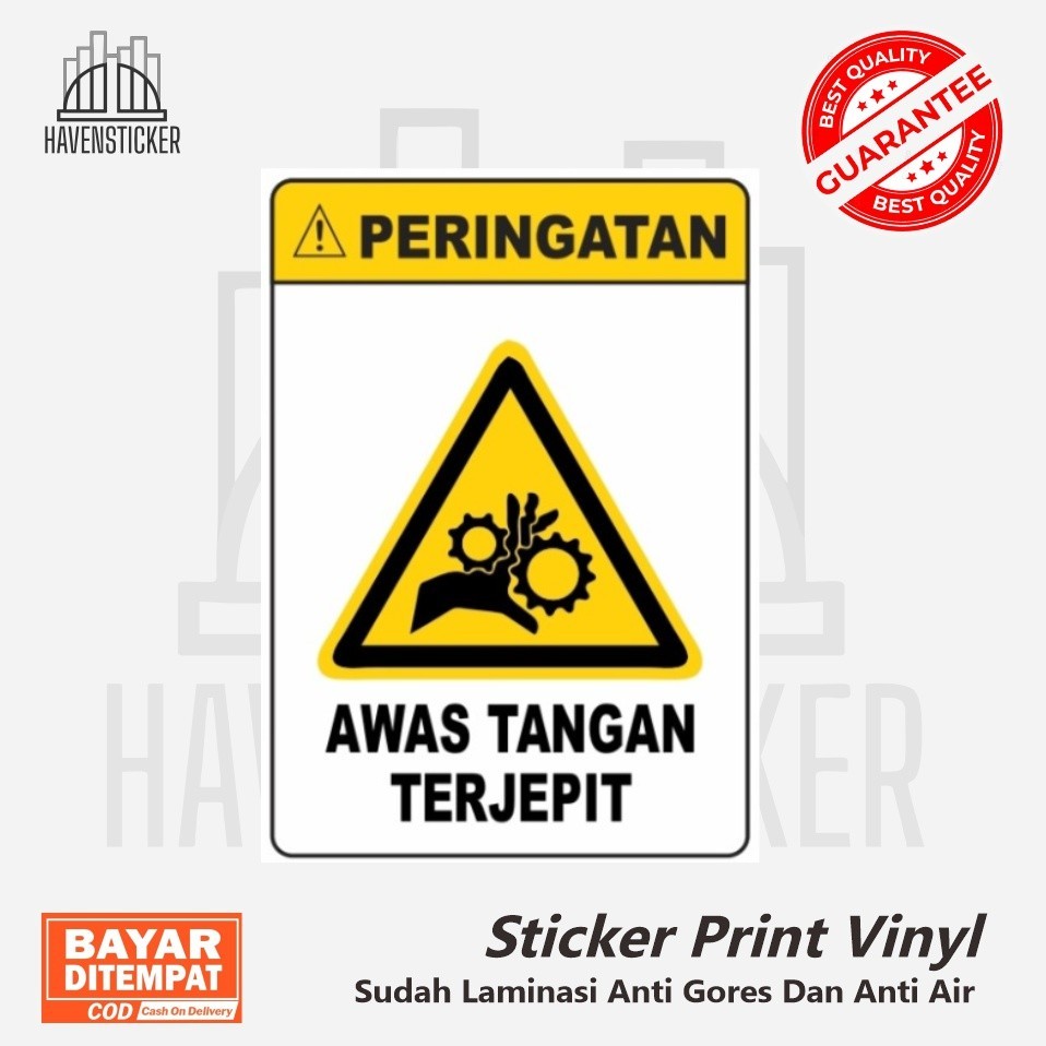 

Stiker Label print vinyl Peringatan Awas Tangan Terjepit Stiker Safety Stiker K3