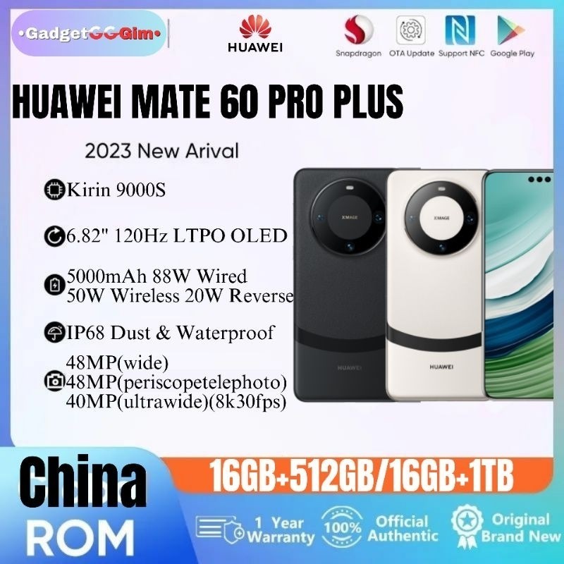 big sale Huawei Mate 60 Pro Plus 5G Kirin 9000S 120Hz 88W IP68 BNIB Garansi Resmi 1 Tahun HP Origina