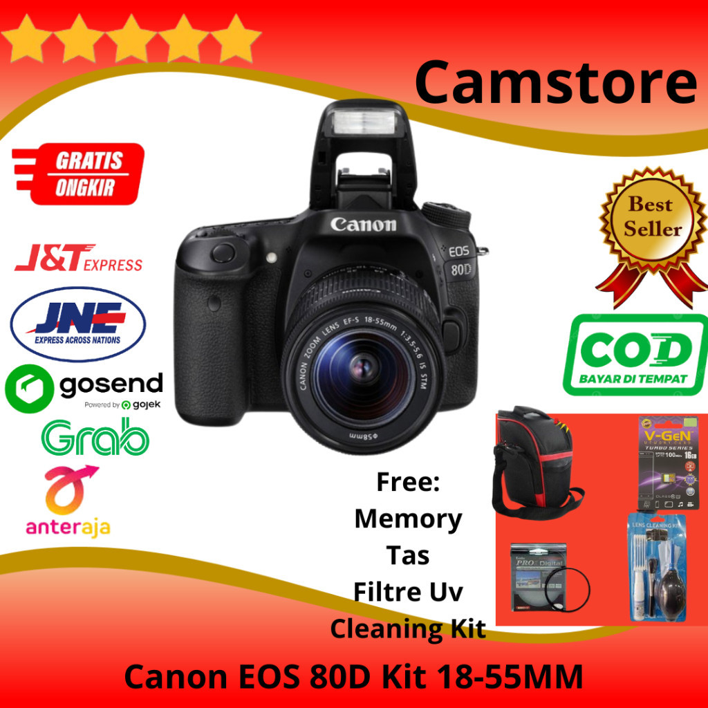 CANON EOS 80D / CANON 80D KIT 18-55MM IS WIFI / KAMERA CANON DSLR 80D KIT 18-55MM WIFI