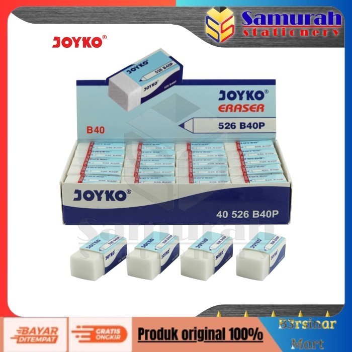 

[[KUALITAS TERBAIK]] Penghapus Pensil Joyko B40 Kecil ( 40 Pcs ) B40BL Hitam / B40P Putih Putih COD