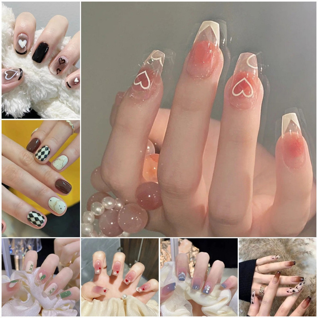 24 Pcs Kuku Palsu grosir kuku nail alat perawatan kuku perawatan kecantikan kuku kaki palsu Manicure