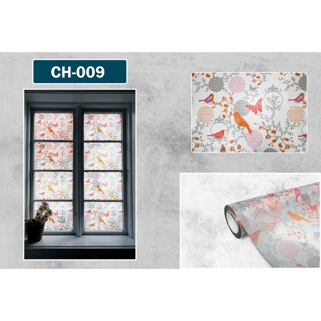 Stiker Kaca Kode CH - 009 / Stiker Lebar 90 CM / Sandblast Motif Burung