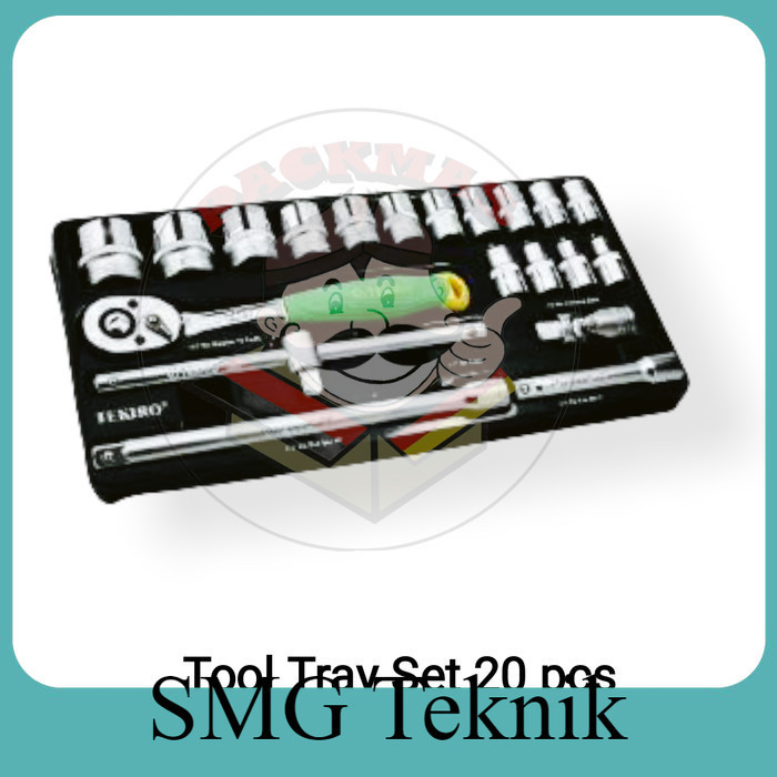 Best TEKIRO Tool Tray Set Cabinet 20 Pcs Stang Sok 1/2" Inch Kunci Sok Set UJN905
