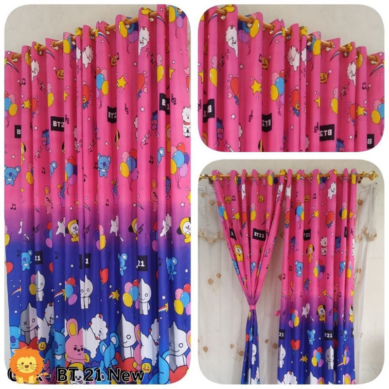 [ PINTU ATAU JENDELA ] GORDEN SMOKRING + PONI KARAKTER BT 21 BT21 PINK UNGU - Berhelay