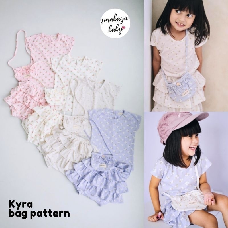Setelan Anak Cewek Ruffle + Tas | Baju Anak Perempuan KYRA SET SurabayaBaby