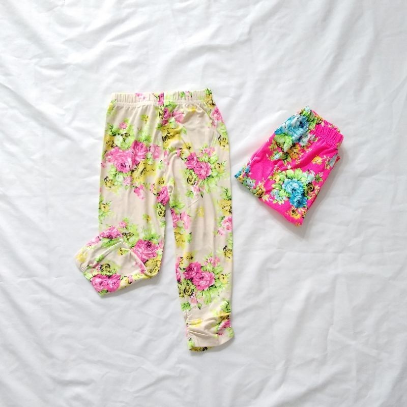 LEGGING ANAK FASHION CEWEK MOTIF BUNGA IMPORT COKSU PINK UMUR 3-5 TAHUN