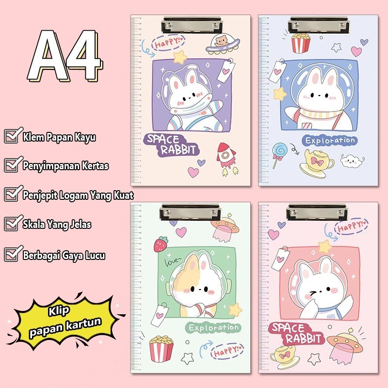

Kartun kreatif lucu file A4 clipboard perlengkapan kantor perlengkapan alat tulis siswa klip kertas tes alas tulis