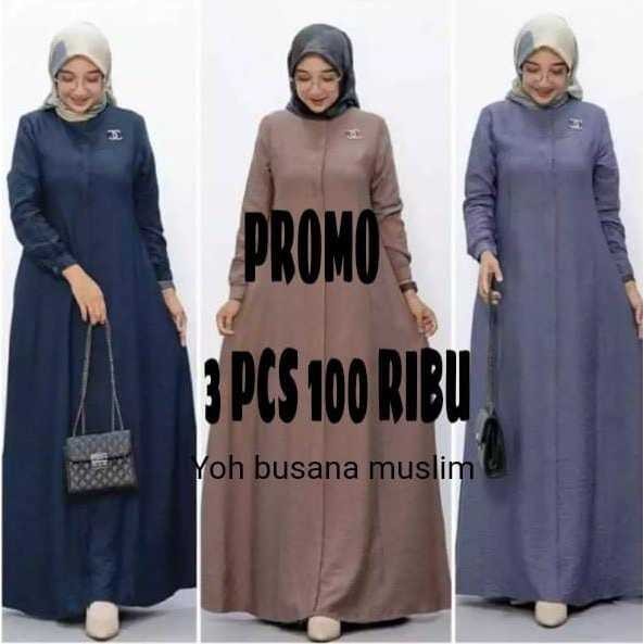 Murah 3 Pcs 100 Ribu Gamis Maryamah Maxi Crincle Airflow Model Kekinian// BAJU MODEL BARU KEKINIAN M