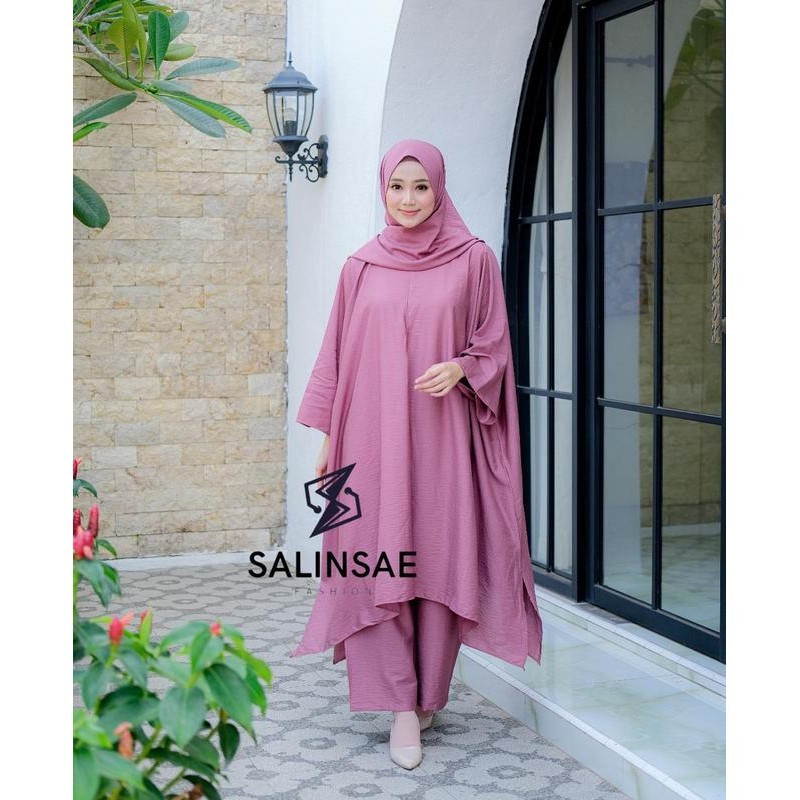 Set Malay Jumbo Polo Linen/ Set Kulot Malayu jumbo/ONESET  PLUS HIJAB KULOT Muslim Wanita Gamis Atas