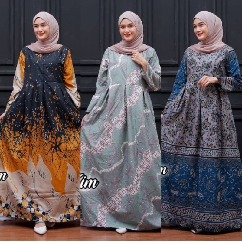 Dress Gamis Jumbo Syari Batik Fashion Simpel Sriwedari  Maxi Bumil/Busui Daster Gamis Wanita Terbaru