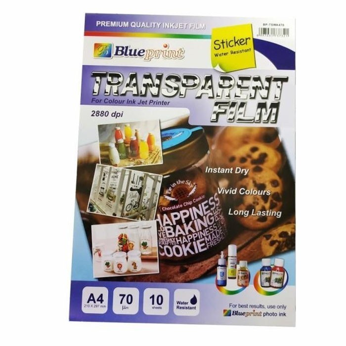 

Blueprint Transparent Film Sticker A4 Ukuran 70 Mikron Stiker Label Transparan BP-TSWA470