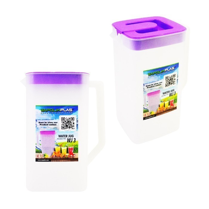 Teko / Eskan / Water Jug Air Segi Wapolin 4.1 Liter  Kotak Bening