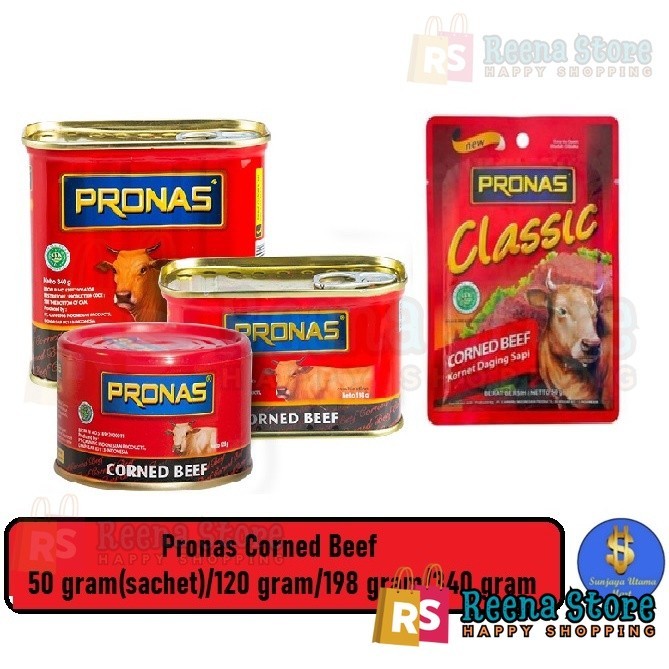 

Pronas Kornet Daging Sapi 50 g/120g/198g/340g-Corned Beef Pronas - Reena Store