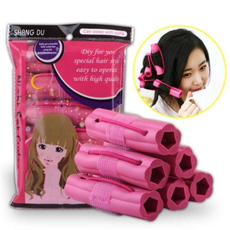 Jepitan Roll Rambut isi 6 Pieces / Roll Keriting Rambut Night Set Curler 6 PCS Warna Pink / rol keri
