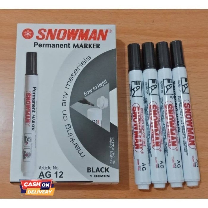 

✨LARIS✨ -(1 Lsn) Spidol Snowman Ag 12 (12 Pcs) - Hitam