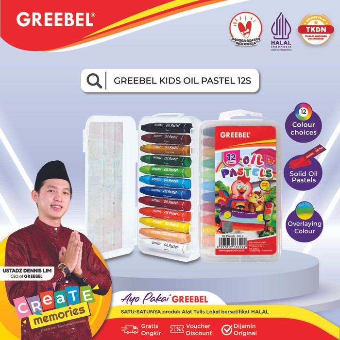 

G874R~ Promo Murmer GREEBEL Crayon Krayon KIDS OIL PASTEL (12 Warna S)untuk Anak non toxic