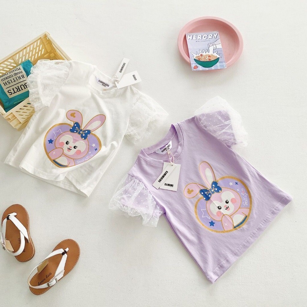 BAJU KAOS ATASAN ANAK PEREMPUAN KELINCI LENGAN BALON TUTU KATUN IMPORT