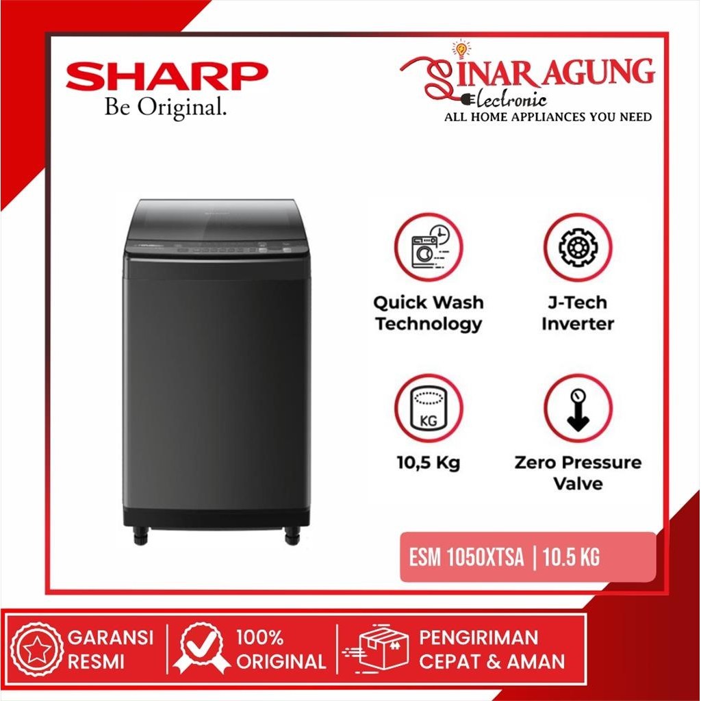 SHARP ES-M1050XTSA / ESM1050XT MESIN CUCI TOP LOADING - GARANSI RESMI