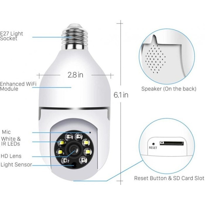 Kamera CCTV LAMPU Bohlam IP Camera CCTV Wifi Wireless 3MP HD - 2 MP