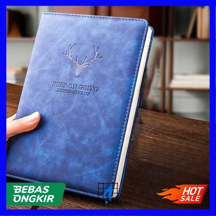 

Buku Catatan Notebook Notepad Diary Cover Kulit 100 Lembar - Biru Tua, A5