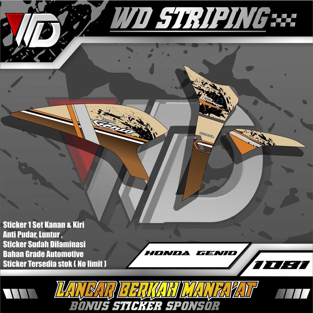 1081 stiker striping sepeda motor honda GENIO VARIASI