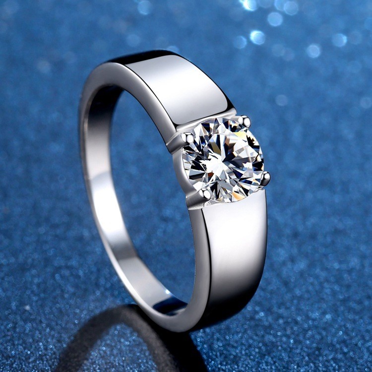 Pria Moissanite berlian Cincin Cincin Pria Sterling Silver s925 Satu Karat