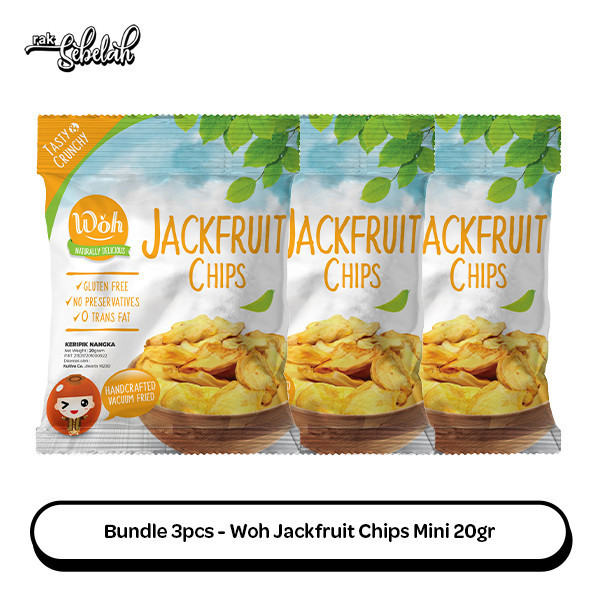 

Bundle 3pcs - Woh MINI Jackfruit Chips 20gr - Keripik Buah Nangka Kering Gluten Free Less Oil Dried Fruit | Gluten Free