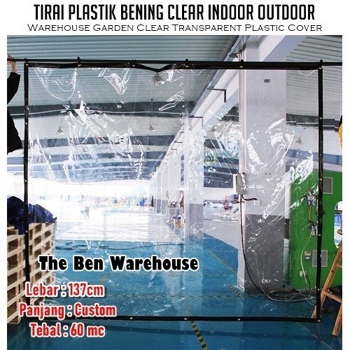 [TERMURAH] Tirai Krei Plastik Bening List Terpal Lubang Ring Custom Meteran Tebal - Bening Grade C