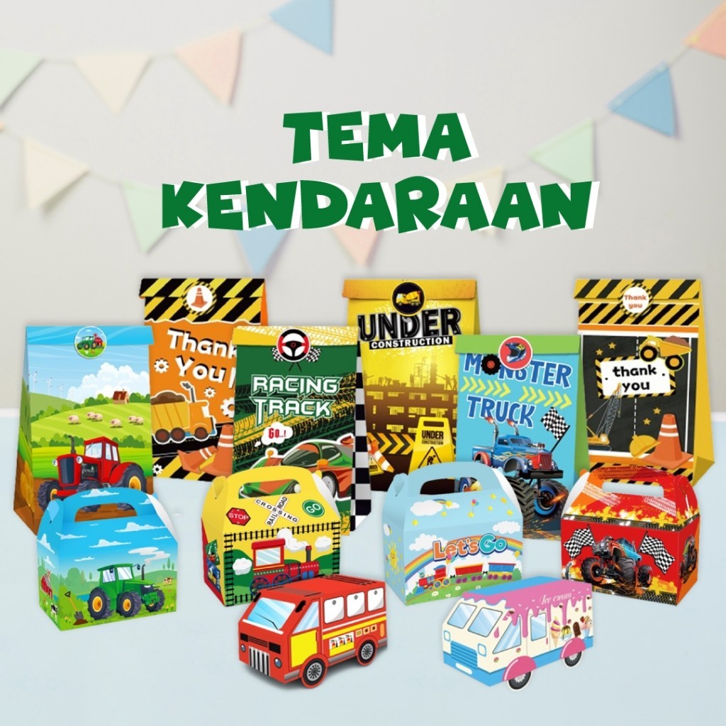 

Goodie Bag Tas souvenir Jinjing Pesta Ulang Tahun Anak Tema Kendaraan Mobil Truck Paper Bag Ultah Kado Hadiah