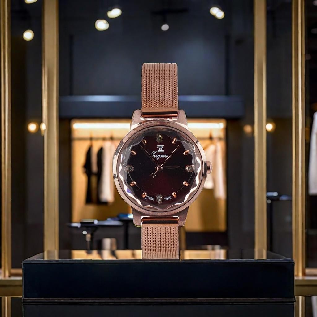 ZIGMA Jam Tangan 628 Wine Case Dengan Gelang Emas Gratis - Aksesori Mode High-End Limited Edition Un