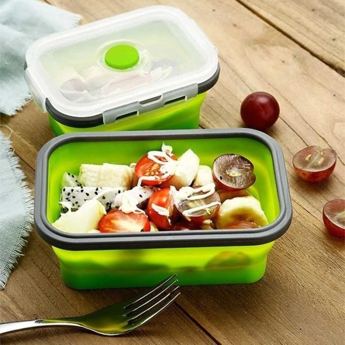 Kotak Makan Lunch Box Foldable Silicone Single Layer