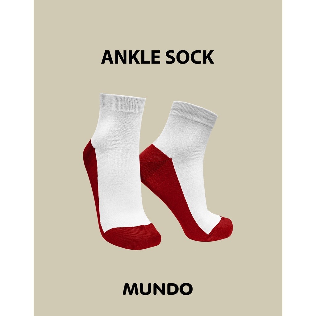 MUNDO School Sock SD SMP SMA Ankle - Kaos Kaki Anak Sekolah Pendek Telapak Warna