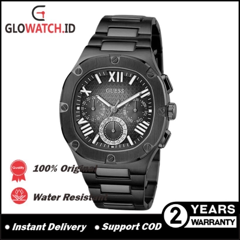 [Promo] Jam Tangan Pria Guess GW0572G3 Headline Black Multi-function Stainless Steel Strap Original 