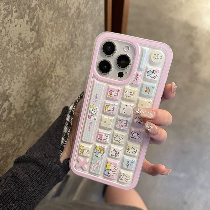 JELLOCASE Miffy Pink Keyboard Case for 12-16 Pro Max