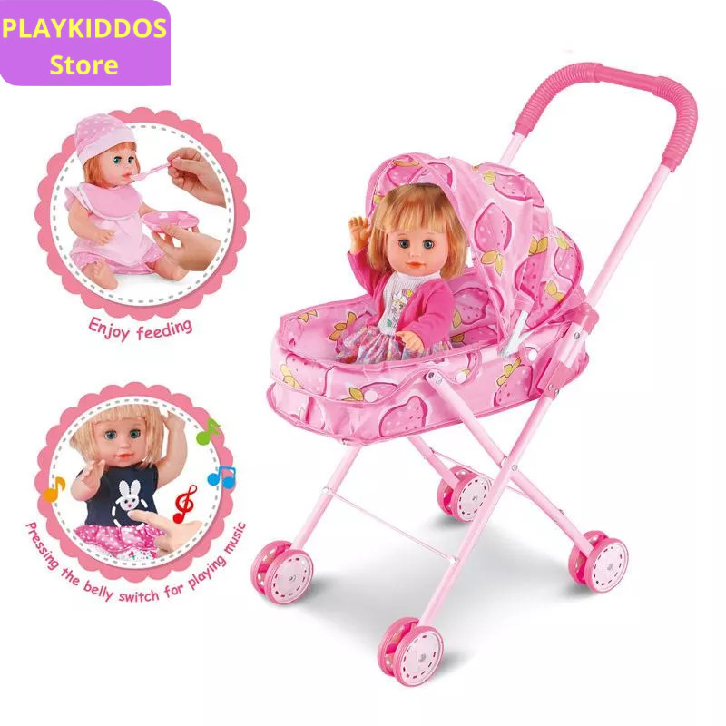 fg54ry Mainan Kereta Dorong Anak Mainan Bayi Boneka Troli Anak Kereta Bayi Troli Bayi Kereta Dorong 