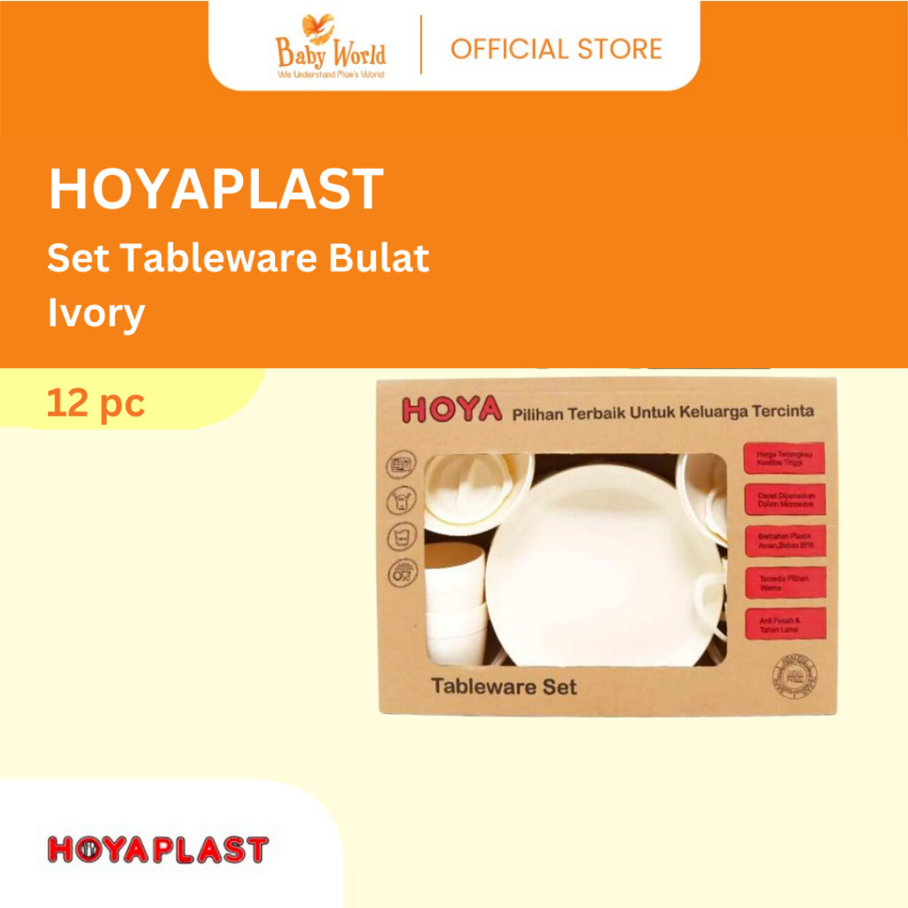 Hoyaplast Set Tableware Bulat (4piring + 4mangkok + 4mug)
