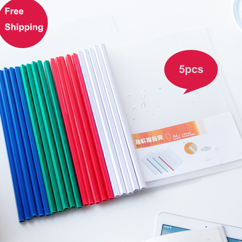 

5 Pieces A4 Report Clip Transparent Sucker Rod Report Clip Color Folder Lever Clamp Plastic Rod Folder Office Student Supplies