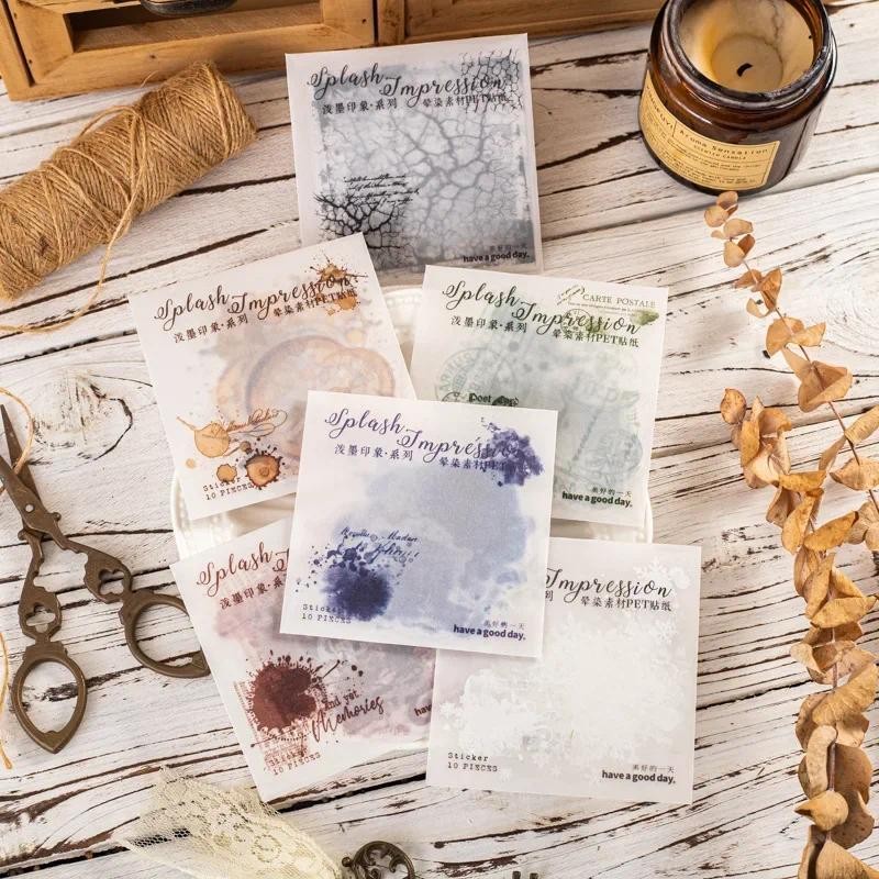 

Mr. Paper, 10pcs/pack, Color Ink Blended Theme Stickers, Decorative Collages, Scrapbooks, Diaries, Mobile Phones, Water Bottles