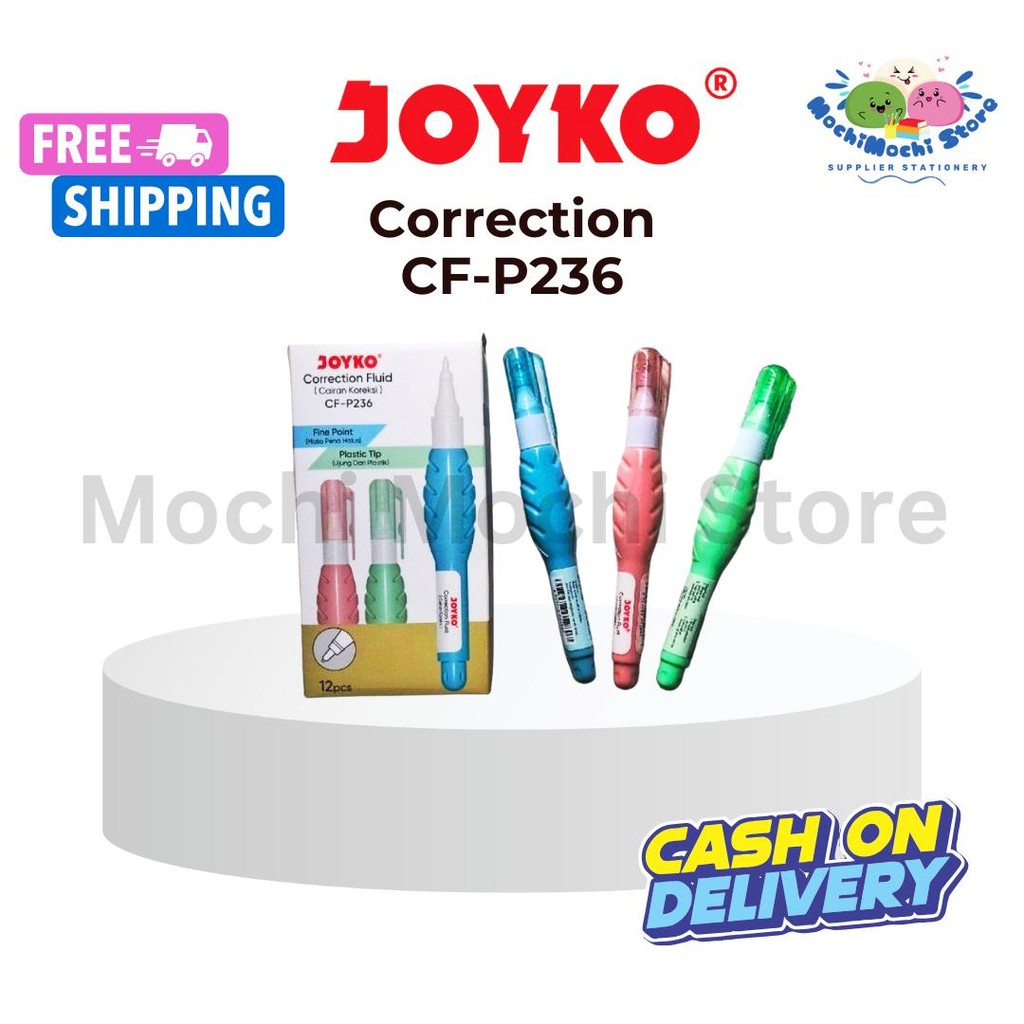 

PER KOTAK/12 PCS Correction Pen Joyko CF-P236 | Correction Fluid Cairan Koreksi Penghapus Cair Joyko | Correction Fluid Pen | Tipex Cair | Tipe-x Koreksi Cair | Stationery