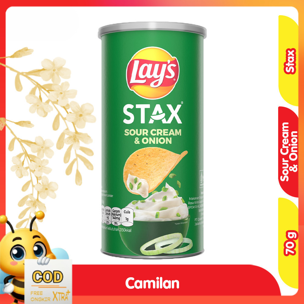 

Lay's Stax Keripik Kentang Rasa Sour Cream & Onion 70 g