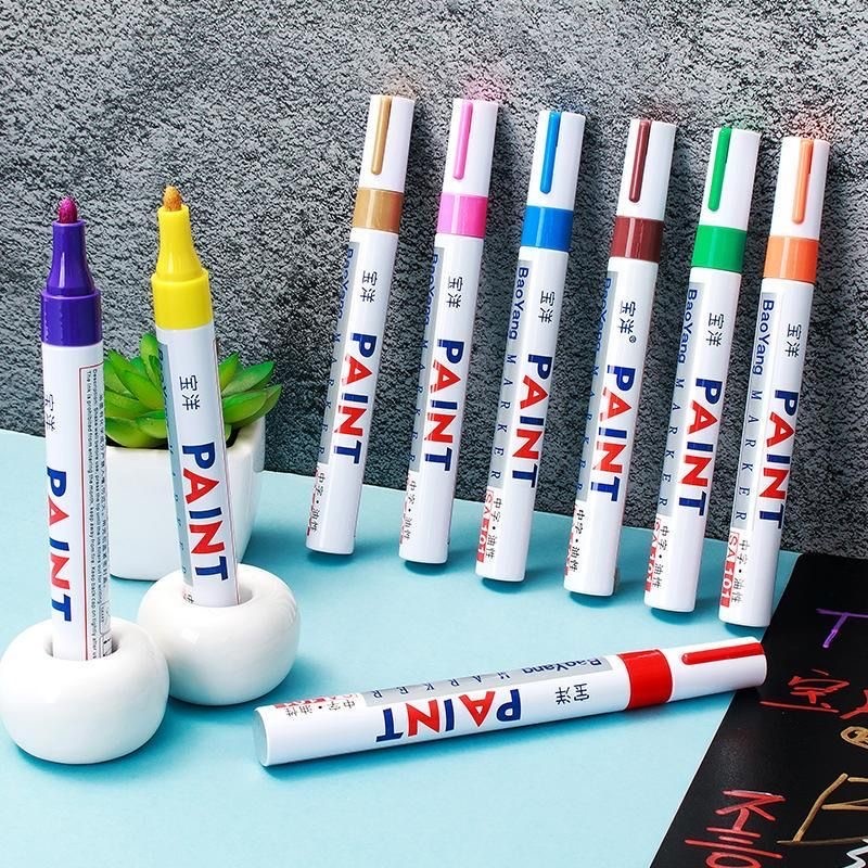 

4pcs Colorful Permanent Paint Marker Waterproof White Markers Tire Tread Rubber Fabric Paint Metal 12 Colors Paint Marker Pens