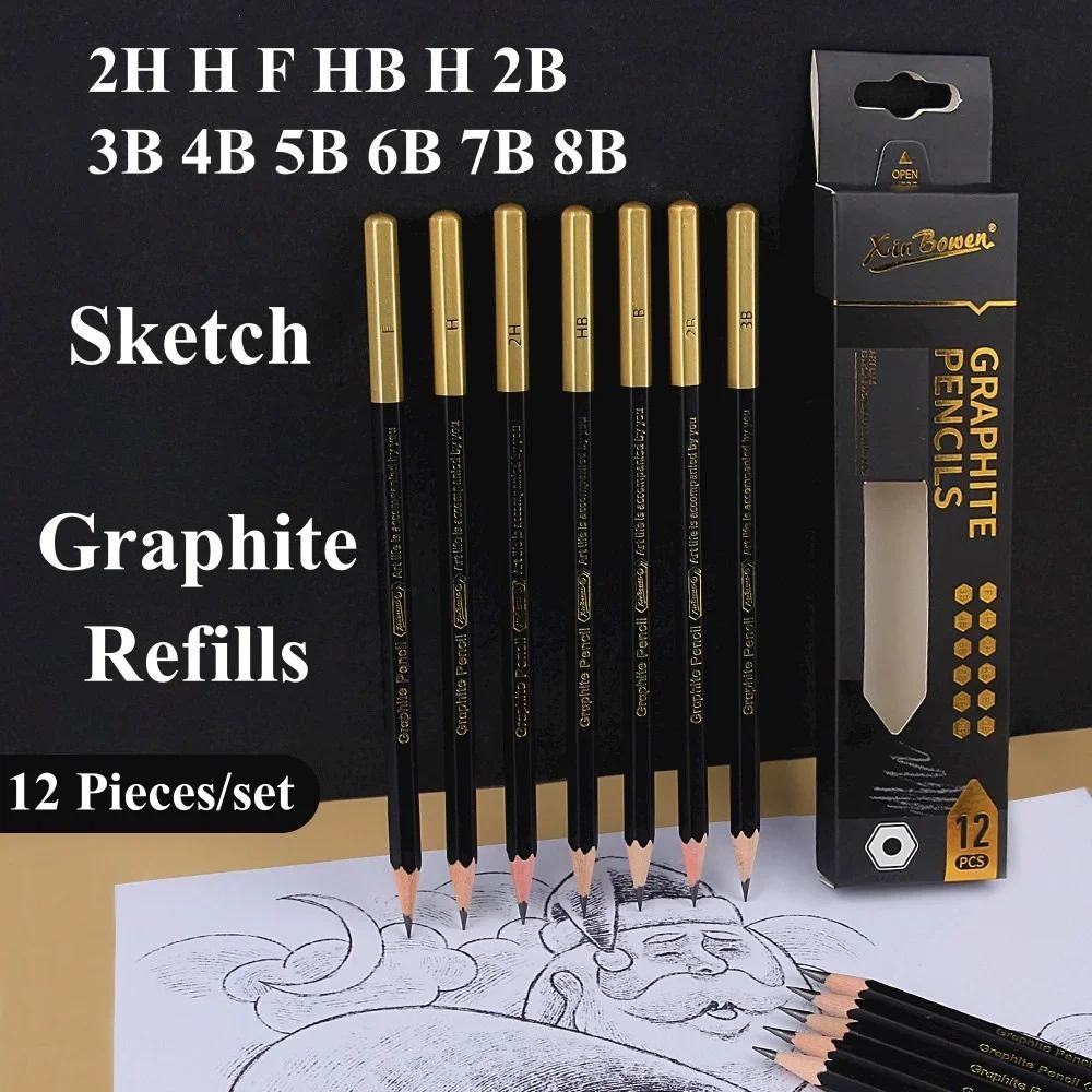

12Pcs/Box Wooden Lead Pencils 2H-8B High-quality Art Draw Specific Graphite Core Sketching Writing Drawing Stationery Supplies