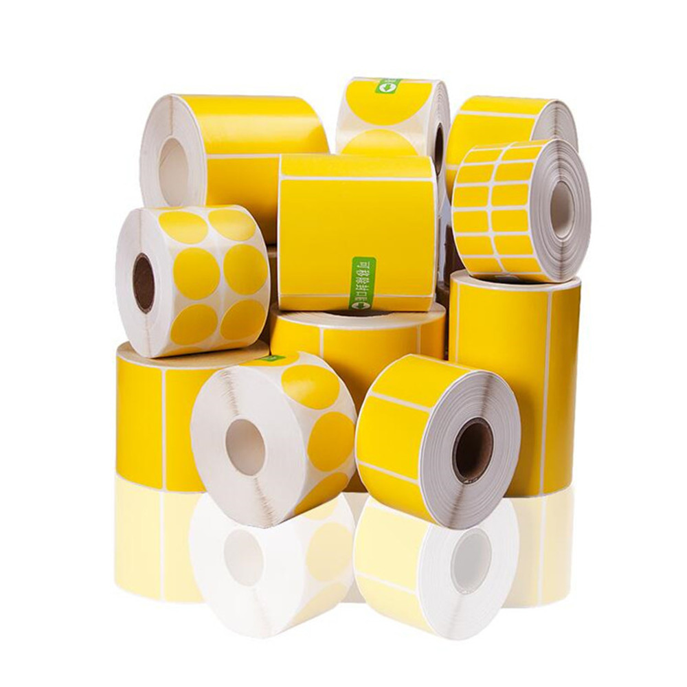 

yellow color thermal label, Round Thermal sticker,thermal adhesive label,yellow adhesive labels for thermal printer