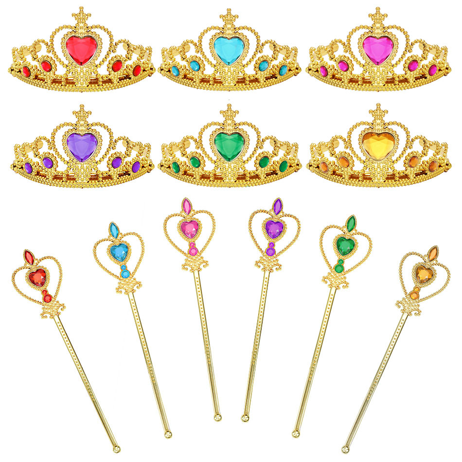 Kids Princess Dress up Accessories Wands Tiaras and Crowns for Little Girls Princess Party Supplies 