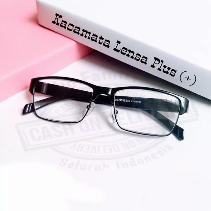KACAMATA BACA FRAME BESI +100 / + 400 LENSA AKSESORIS FASHION - Hitam, +100