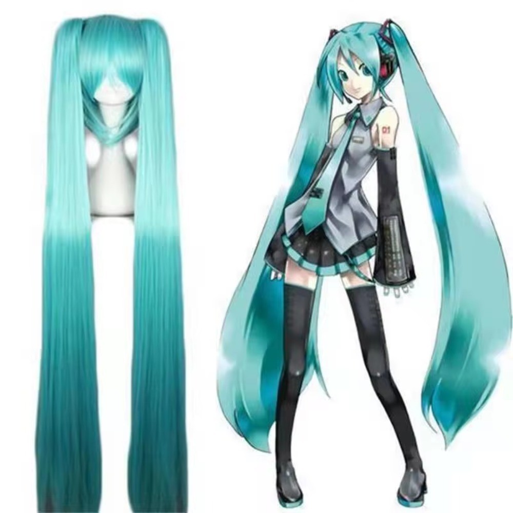 Hatsune Miku Anime Wig Double Ponytail COS Wig Anime Cosplay Accessories Halloween Party Lolita Wig 